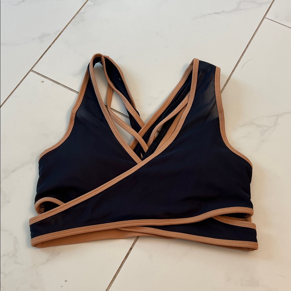 Women's Navy and Tan Wrap Bralette- Fabletics size small